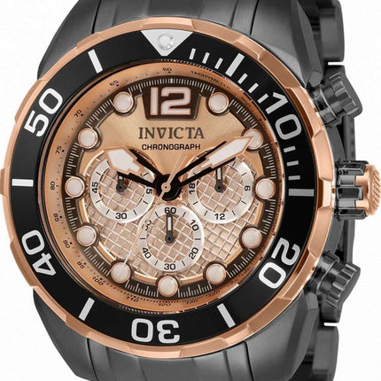 Invicta Pro Diver Chronograph Rose Dial Stainless Steel Quartz 33830 100M Mens Watch
