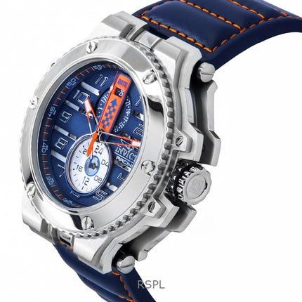 Invicta Racing Downforce GMT Leather Strap Blue Dial Quartz 47378 200M Men's Watch