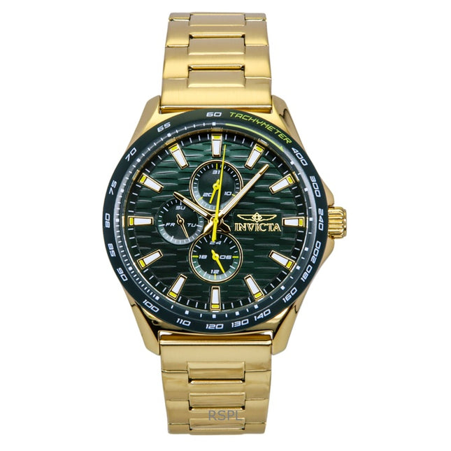 Invicta Racing Gold Tone Stainless Steel Green Dial Quartz 48870 Men's Watch