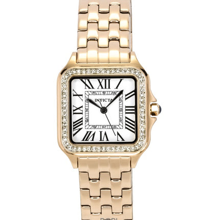 Invicta Angel Rose Gold Tone Stainless Steel Crystal Silver Dial Quartz 48997 Women's Watch