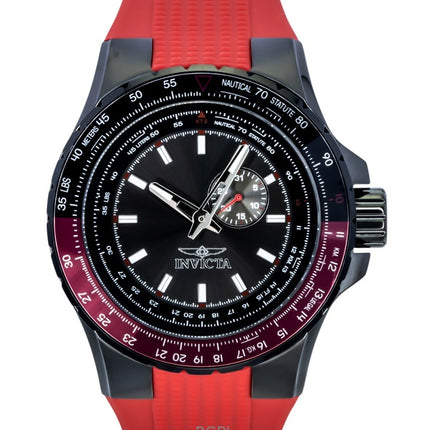 Invicta Aviator Red Silicone Strap Gunmetal Dial Quartz 49724 100M Men's Watch