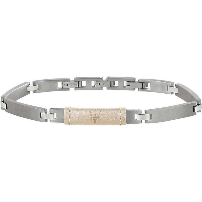 Maserati J Steel And White Leather JM218AMD03 Mens Bracelet