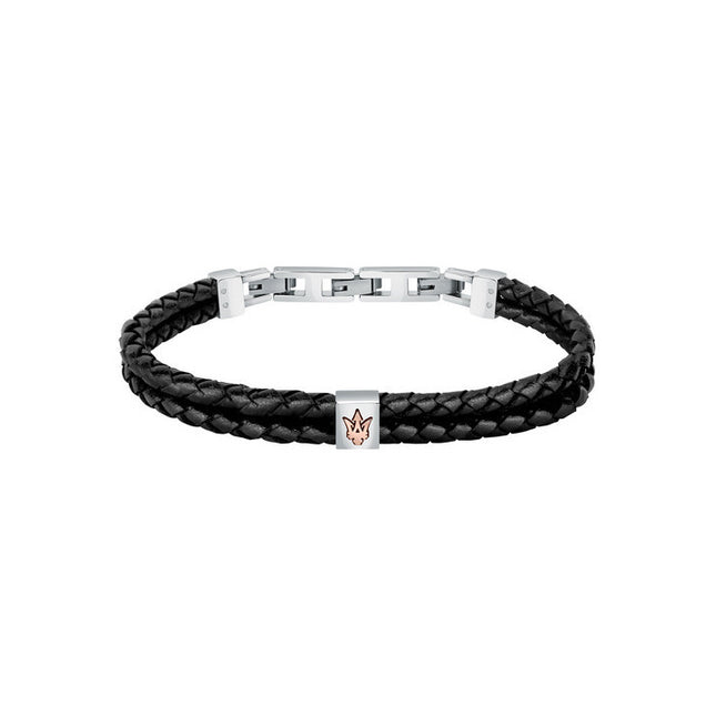 Maserati Jewels Recycled Leather And Stainless Steel Bracelet JM422AVE13 For Men