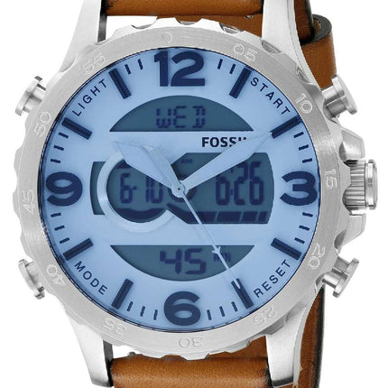 Fossil Nate Analog-Digital Quartz Brown Leather Strap JR1492 Men's Watch