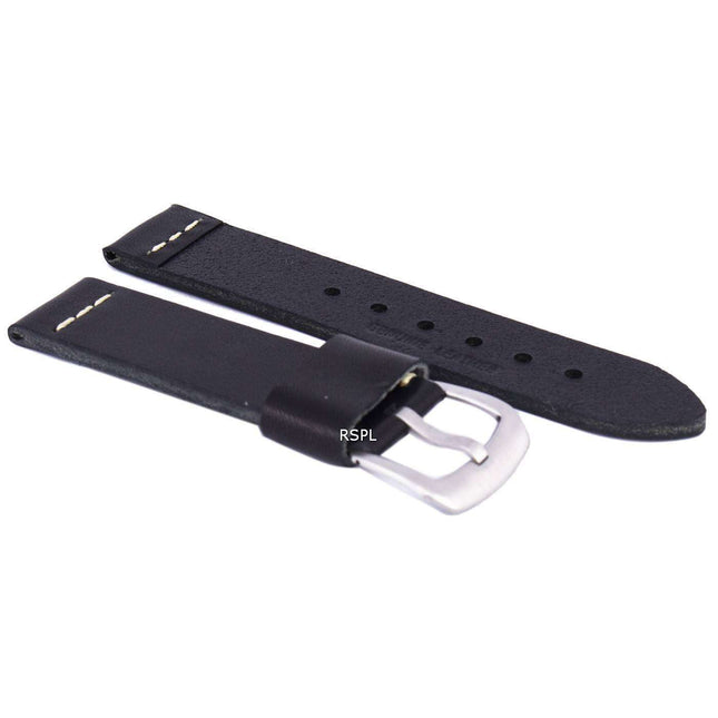 Black Ratio Brand Leather Watch Strap 22mm