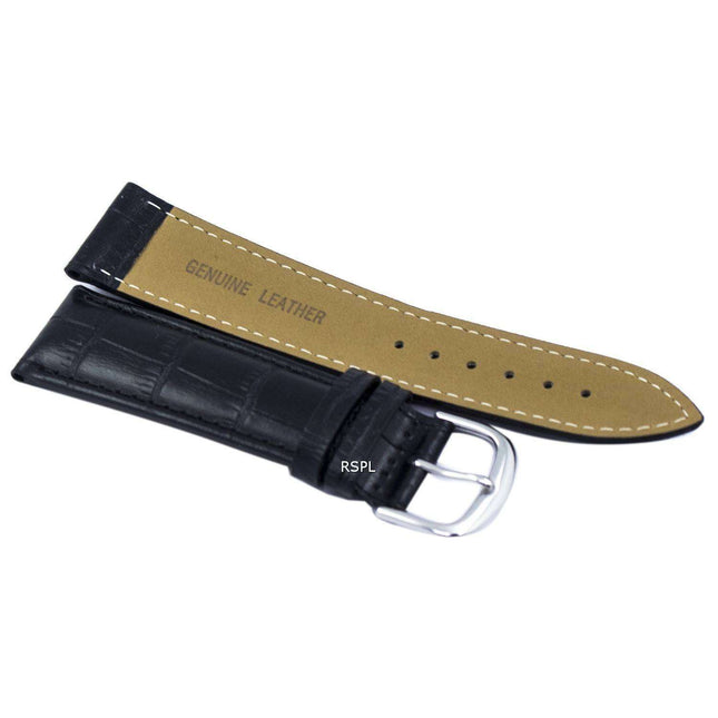 Black Ratio Brand Leather Watch Strap 22mm
