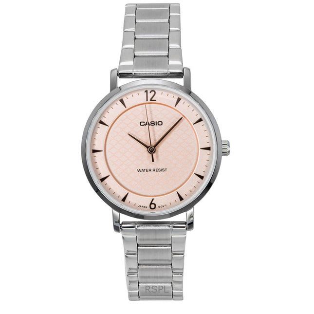 Casio Standard Analog Stainless Steel Salmon Dial Quartz LTP-VT04D-4A Women's Watch