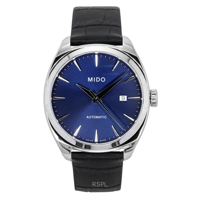 Mido Belluna Royal Gent Black Leather Strap Blue Dial Automatic M024.507.16.041.00 Men's Watch
