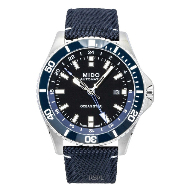 Mido Ocean Star GMT Fabric Strap Black Dial Automatic Diver's M026.629.17.051.00 200M Men's Watch