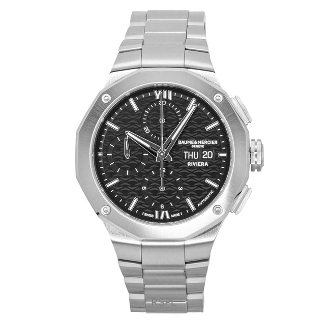 Baume & Mercier Riviera Chronograph Stainless Steel Black Dial Automatic M0A10825 100M Men's Watch