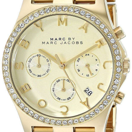 Marc By Marc Jacobs Henry Chronograph Crystals Gold Dial MBM3105 Women's Watch