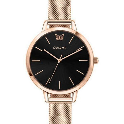 Oui & Me Amourette Black Dial Rose Gold Tone Stainless Steel Quartz ME010015 Women's Watch