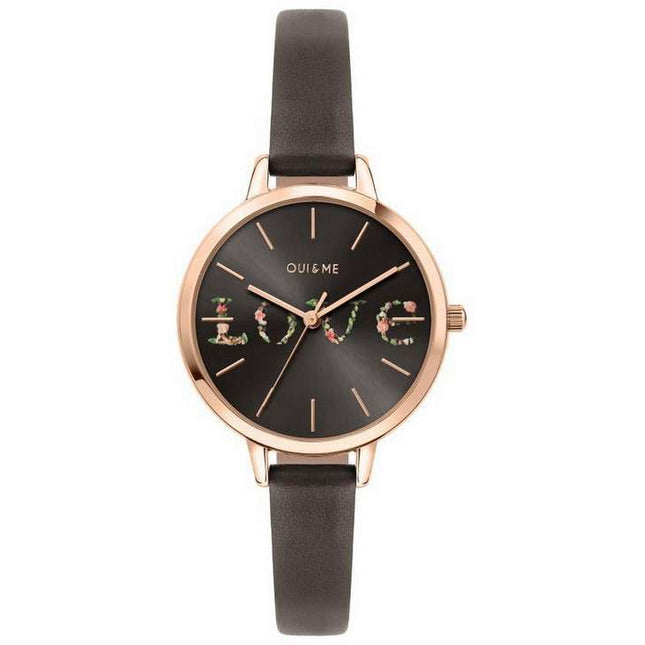 Oui & Me Petite Fleurette Grey Dial Leather Strap Quartz ME010061 Women's Watch