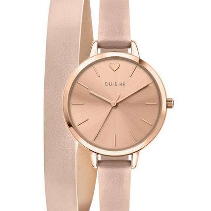 Oui & Me Petite Amourette Rose Gold Sunray Dial Leather Strap Quartz ME010092 Women's Watch