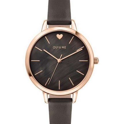 Oui & Me Amourette Black Mop Dial Leather Strap Quartz ME010099 Women's Watch