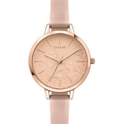 Oui & Me Petite Fleurette Rose Gold Shiny Dial Leather Strap Quartz ME010129 Women's Watch