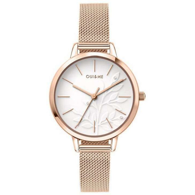 Oui & Me Fleurette White Dial Rose Gold Tone Stainless Steel Quartz ME010134 Women's Watch