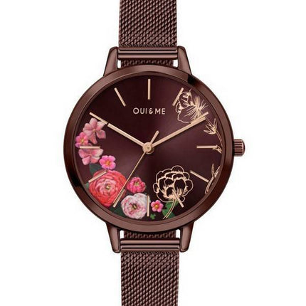 Oui  Me Fleurette Burgundy Sunray Dial Stainless Steel Quartz ME010159 Womens Watch