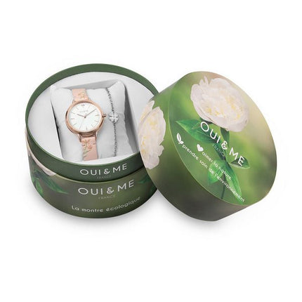 Oui & Me Fleurette Stainless Steel White Dial Quartz ME010304 Women's Watch With Extra Bracelet