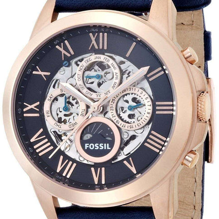 Fossil Grant Automatic Blue Skeleton Dial Blue Leather ME3029 Men's Watch
