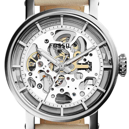 Fossil Original Boyfriend Automatic Skeleton Dial Beige Leather ME3069 Women's Watch