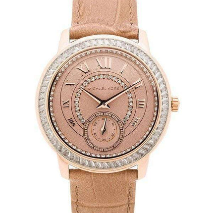 Michael Kors Madelyn Rose Gold Dial Beige Leather MK2448 Women's Watch