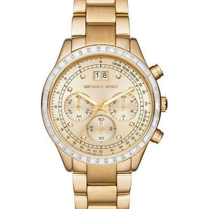 Michael Kors Brinkley Chronograph Gold Tone Crystals MK6187 Women's Watch