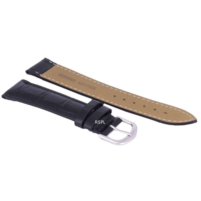 Black Ratio Brand Leather Watch Strap 20mm