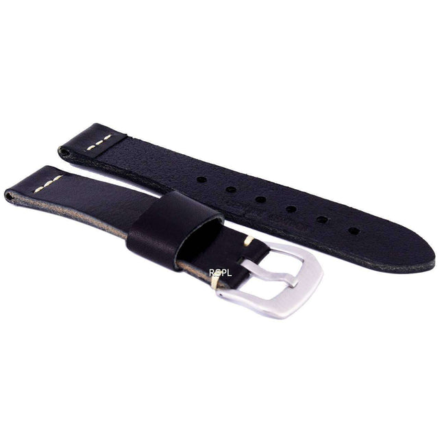 Black Ratio Brand Leather Watch Strap 20mm