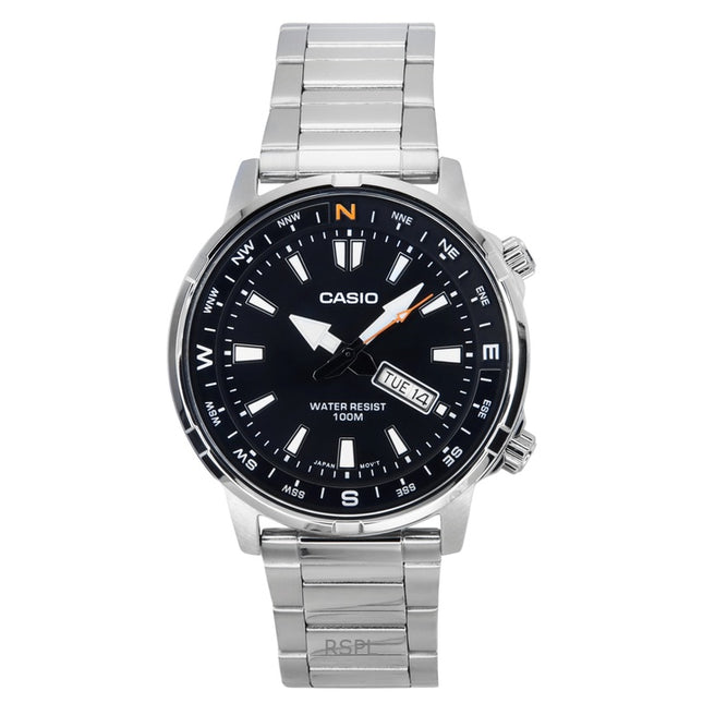 Casio Standard Analog Stainless Steel Black Dial Quartz MTD-130D-1A4V 100M Men's Watch