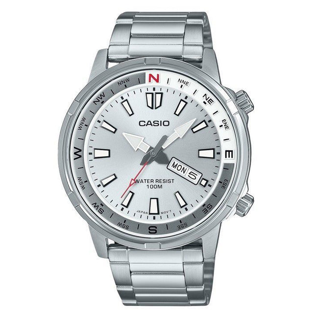 Refurbished Casio Standard Analog Stainless Steel Silver Dial Quartz MTD-130D-7AV 100M Men's Watch