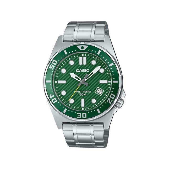 Casio Standard Analog Stainless Steel Green Dial Quartz MTD-135D-3AV Men's Watch