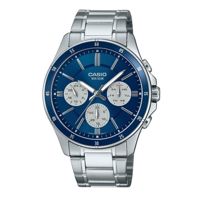 Casio Standard Analog Ion Plated Stainless Steel Blue Dial Quartz MTP-1374D-2A3V Men's Watch
