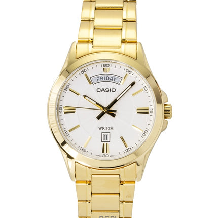 Casio Standard Analog Gold Tone Stainless Steel White Dial Quartz MTP-1381GD-7AV Men's Watch