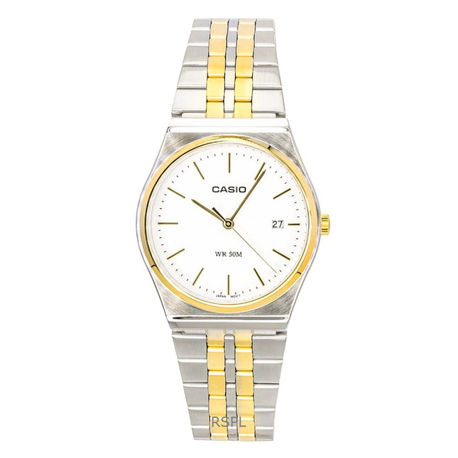 Casio Analog Two Tone Stainless Steel White Dial Quartz MTP-B145SG-7AV Men's Watch
