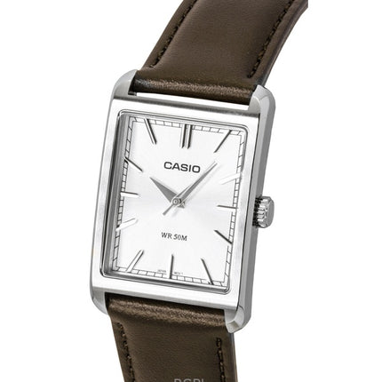 Casio Analog Leather Strap Silver Dial Quartz MTP-B215L-7AV Men's Watch