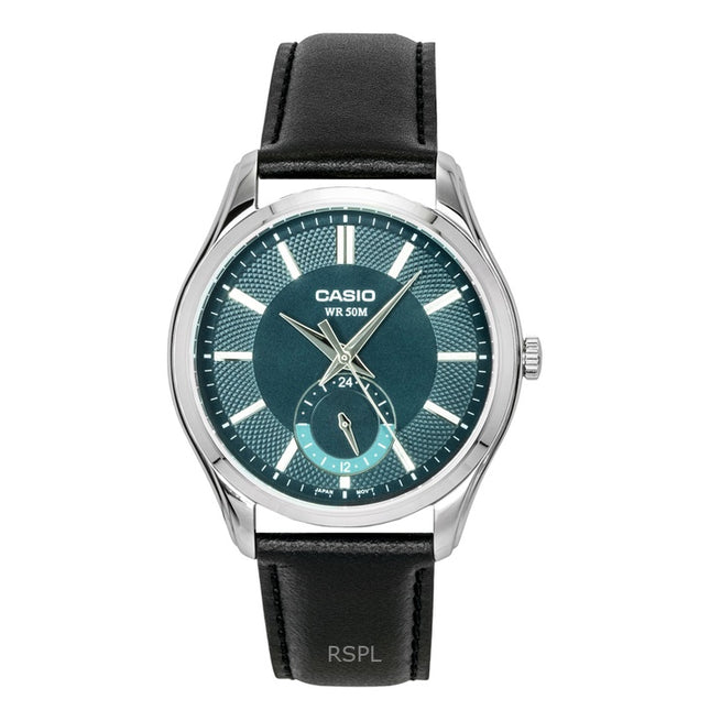 Casio Analog Leather Strap Green Dial Quartz MTP-B315L-3AV Men's Watch