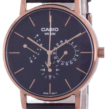Casio Multi Hands Black Dial Leather Strap Quartz MTP-E320RL-1E MTPE320RL-1 Mens Watch