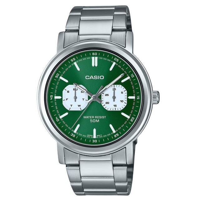 Casio Standard Analog Stainless Steel Green Dial Quartz MTP-E335D-3EV Men's Watch