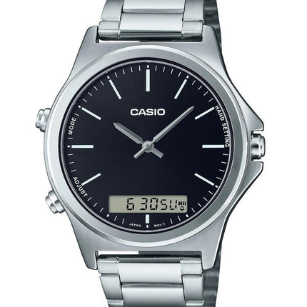 Casio Analog Digital Black Dial Stainless Steel MTP-VC01D-1E MTPVC01D-1 Mens Watch