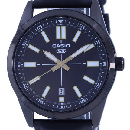 Casio Analog Black Dial Leather Strap Quartz MTP-VD02BL-1E MTPVD02BL-1 Mens Watch