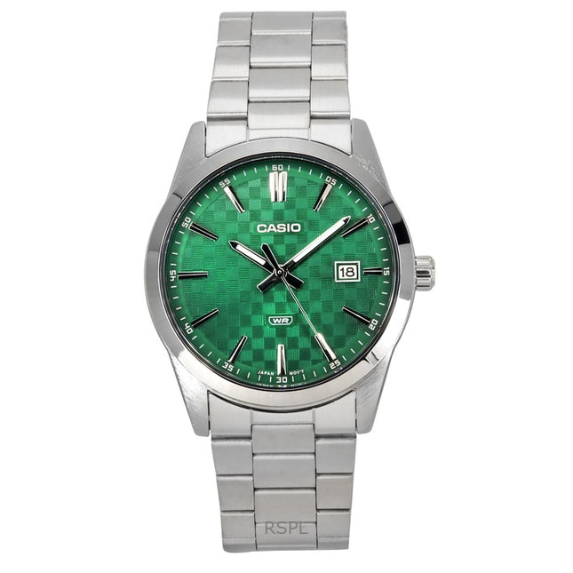 Casio Standard Analog Stainless Steel Green Dial Quartz MTP-VD03D-3A1 Men's Watch