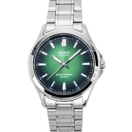 Casio Standard Analog Stainless Steel Green Dial Solar MTS-RS100D-3AV Men's Watch