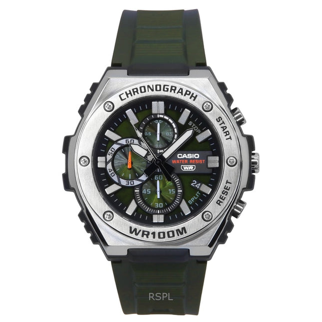 Casio Standard Analog Chronograph Resin Strap Green Dial Quartz MWA-300H-3AV 100M Men's Watch