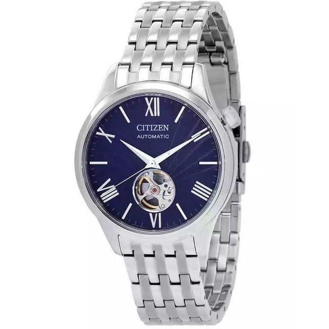 Citizen Stainless Steel Open Heart Blue Dial Automatic NH9130-84L Men's Watch