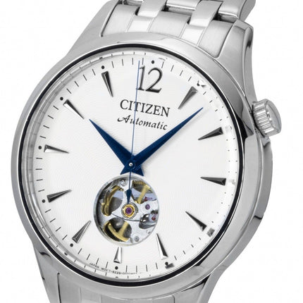 Citizen Stainless Steel Open Heart White Dial Automatic NH9131-73A Men's Watch