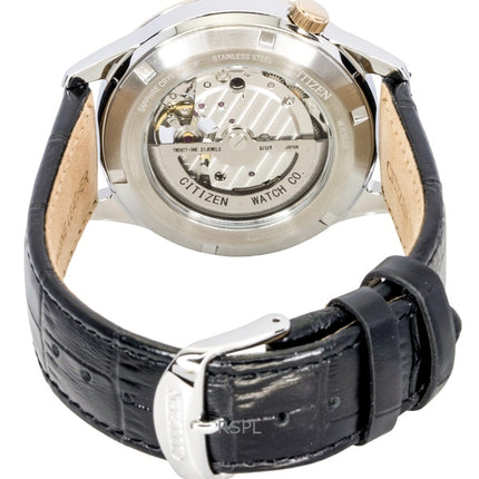 Citizen Leather Strap Open Heart Blue Dial Automatic NH9136-02L Men's Watch