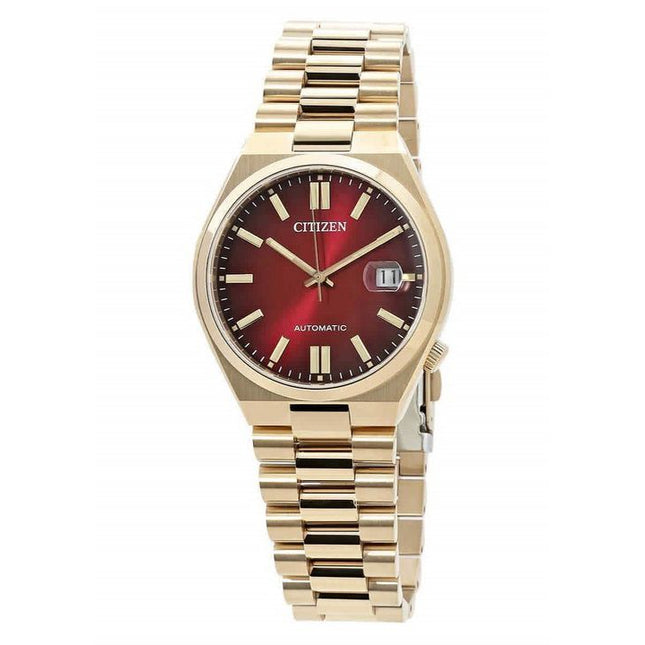 Citizen Tsuyosa Gold Tone Stainless Steel Wine Red Dial Automatic NJ0153-82X Men's Watch