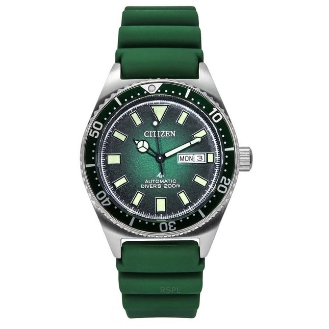 Citizen Promaster Polyurethane Strap Green Dial Automatic Diver's NY0121-09X 200M Men's Watch