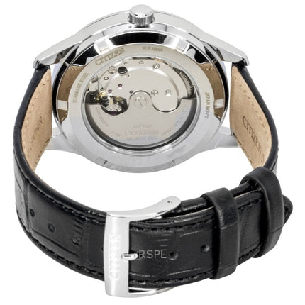 Citizen Leather Strap Black Dial Automatic NY4058-01E Men's Watch